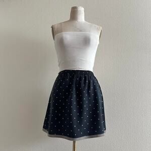 handmade black beige polka dot mini skirt